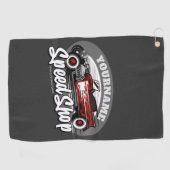 名前をカスタムするレッド改造ロードスタースピードショップガレージ ゴルフタオル (横)