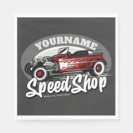名前をカスタムするレッド改造ロードスタースピードショップガレージ スタンダードランチョンナプキン
