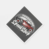 名前をカスタムするレッド改造ロードスタースピードショップガレージ スタンダードランチョンナプキン (角)