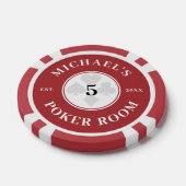 名前をカスタムするレッド&ホワイトラスベガスの宗派 ポーカーチップ (シングル)