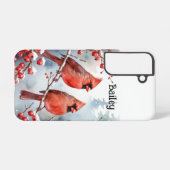 名前をカスタムするレッド(鳥)ショウジョウコウカンチョウバードウィンタースノーベリー SAMSUNG GALAXYケース (裏面横)