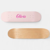 名前をカスタムするレトロおもしろいパーソナライズされたピンク スケートボード (横)