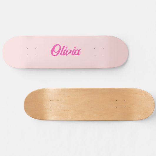 名前をカスタムするレトロおもしろいパーソナライズされたピンク スケートボード (横)