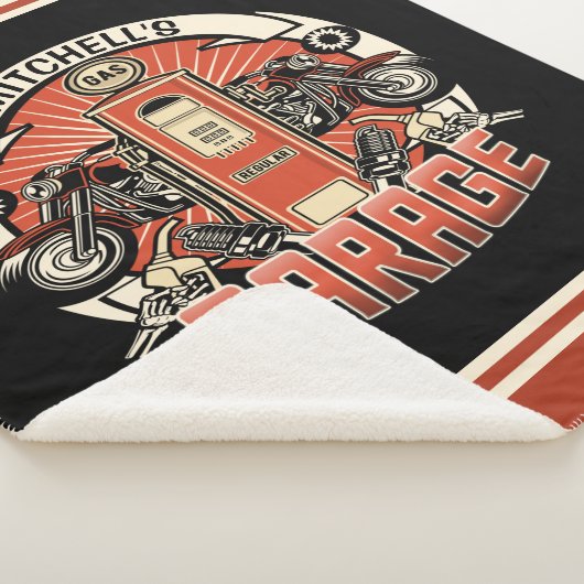 名前をカスタムするレトロガスポンプ自動二輪車バイクもしくは自転車に乗る人車庫 シェルパブランケット (3/4)