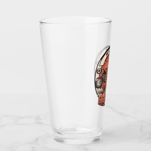 名前をカスタムするレトロガスポンプ自動二輪車バイクもしくは自転車に乗る人車庫 タンブラーグラス (右)