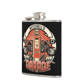 名前をカスタムするレトロガスポンプ自動二輪車バイクもしくは自転車に乗る人車庫 フラスク (左)