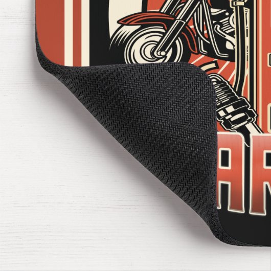 名前をカスタムするレトロガスポンプ自動二輪車バイクもしくは自転車に乗る人車庫 マウスパッド (コーナー)