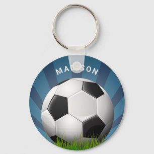 名前をカスタムするレトロサッカーボールのキーチェーン キーホルダー