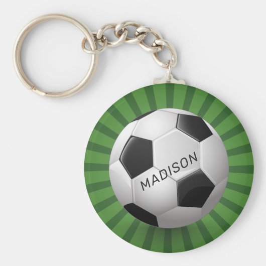名前をカスタムするレトロサッカーボールキーチェーン キーホルダー (正面)