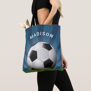 名前をカスタムするレトロサッカーボールバッグ トートバッグ