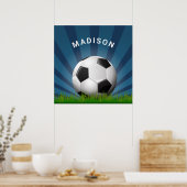 名前をカスタムするレトロサッカーボールポスター ポスター (キッチン)