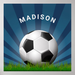 名前をカスタムするレトロサッカーボールポスター ポスター