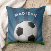 名前をカスタムするレトロサッカーボール枕 クッション (ブランケット)