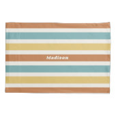 名前をカスタムするレトロストライプパターン 枕カバー (裏面)