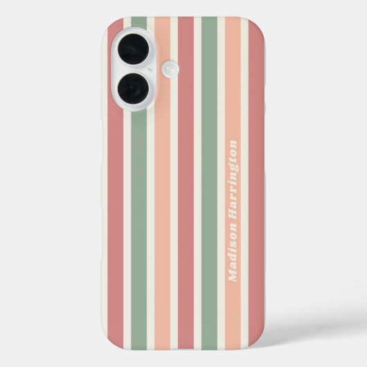 名前をカスタムするレトロストライプパターン Case-Mate iPhoneケース (裏面)