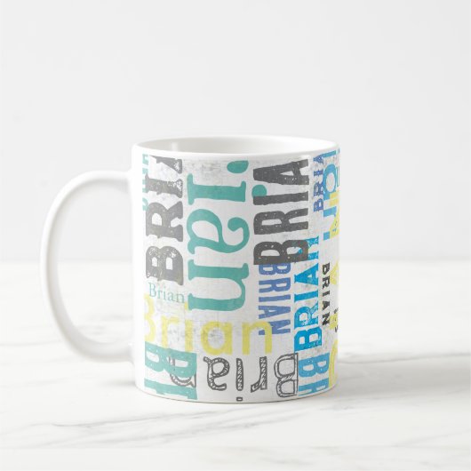 名前をカスタムするレトロタイポグラフィ コーヒーマグカップ (左)