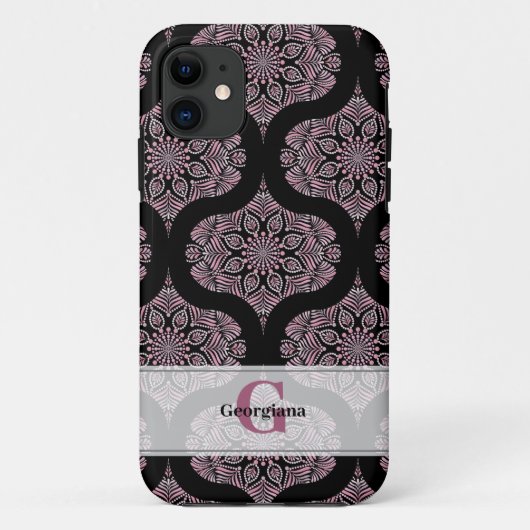 名前をカスタムするレトロドゥスキーバラフローラフロンズマンダラ Case-Mate iPhoneケース (裏面)