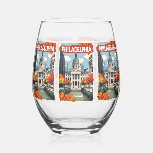 名前をカスタムするレトロフィラデルフィア ステムなしワイングラス (左)