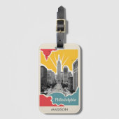 名前をカスタムするレトロフィラデルフィア ラゲッジタグ (正面縦)