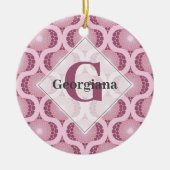 名前をカスタムするレトロラディアントダッキーバラドットマンダラ セラミックオーナメント (正面)