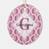 名前をカスタムするレトロラディアントダッキーバラドットマンダラ セラミックオーナメント (左)