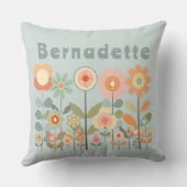 名前をカスタムするレトロヴィンテージワイルドフラワーフローラデイジー クッション (裏面)