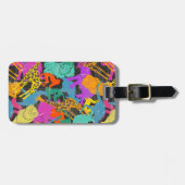 名前をカスタムするレトロ動物シルエットパターン ラゲッジタグ (正面横)