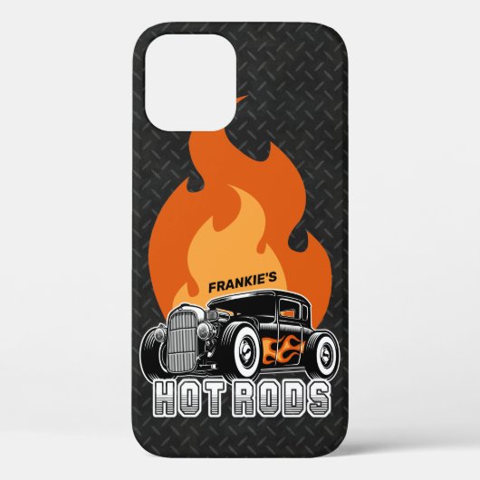 名前をカスタムするレトロ改造クーペの熱い炎 Case-Mate iPhoneケース (裏面)