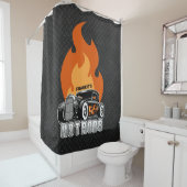 名前をカスタムするレトロ改造クーペレーシングホットフレイムス シャワーカーテン (インサイチュ)