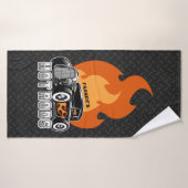 名前をカスタムするレトロ改造クーペレーシングホットフレイムス バスタオル (バスタオル)