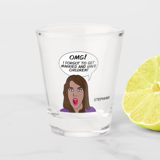 名前をカスタムするレトロ漫画 ショットグラス (正面)