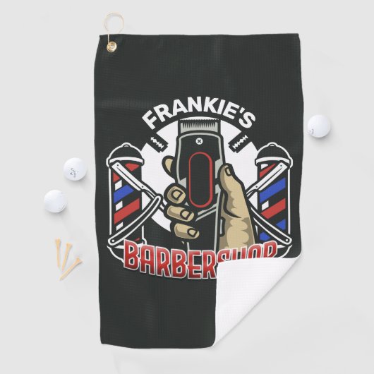 名前をカスタムするレトロ理容師ショップポールバーバーショップ ゴルフタオル (インサイチュ)