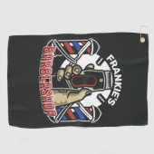 名前をカスタムするレトロ理容師ショップポールバーバーショップ ゴルフタオル (横)