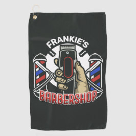 名前をカスタムするレトロ理容師ショップポールバーバーショップ ゴルフタオル