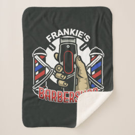 名前をカスタムするレトロ理容師ショップポールバーバーショップ シェルパブランケット