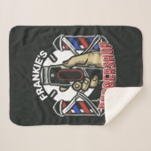 名前をカスタムするレトロ理容師ショップポールバーバーショップ シェルパブランケット (正面(横))