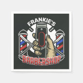 名前をカスタムするレトロ理容師ショップポールバーバーショップ スタンダードカクテルナプキン (正面)