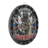 名前をカスタムするレトロ理容師ショップポールバーバーショップ ダーツボード (正面左)