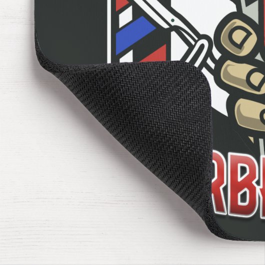 名前をカスタムするレトロ理容師ショップポールバーバーショップ マウスパッド (コーナー)