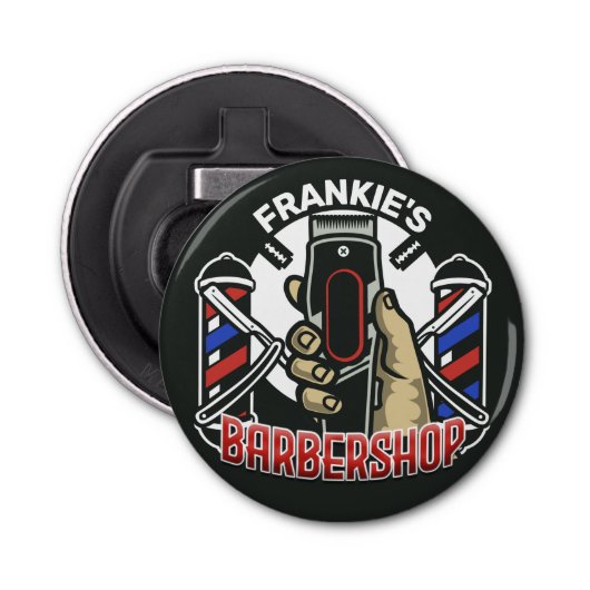 名前をカスタムするレトロ理容師ショップポールバーバーショップ 栓抜き (正面)