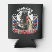 名前をカスタムするレトロ理容師ショップポールバーバーショップ 缶クーラー (正面)