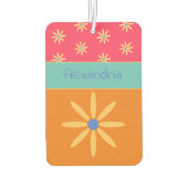 名前をカスタムするレトロ花 カーエアーフレッシュナー (裏面)