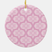 名前をカスタムするレトロ1970s名門私立校風のピンクマンダラ セラミックオーナメント (裏面)