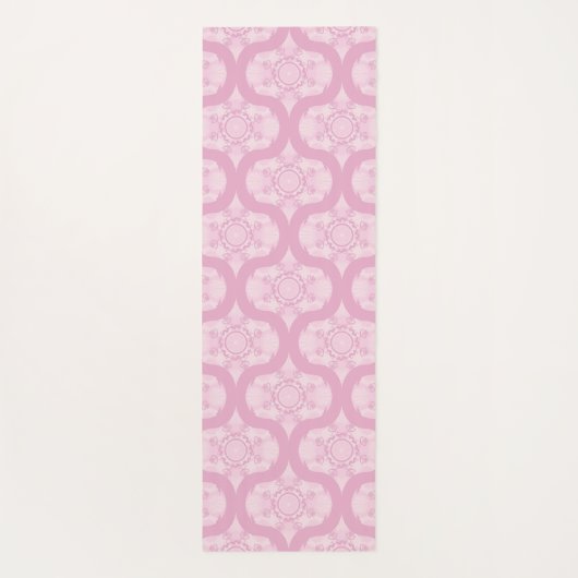 名前をカスタムするレトロ1970s名門私立校風のピンクマンダラ ヨガマット (裏面)