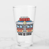 名前をカスタムするレトロ50sダイナーサインフィティスアトミック タンブラーグラス (正面)