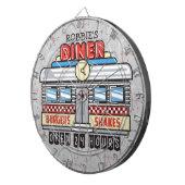 名前をカスタムするレトロ50sダイナーサインフィティスアトミック ダーツボード (正面右)