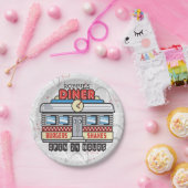 名前をカスタムするレトロ50sダイナーサインフィティスアトミック ペーパープレート (パーティー)