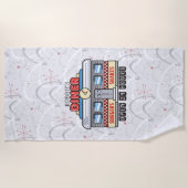 名前をカスタムするレトロ50sダイナーサイン50アトミック ビーチタオル (正面)