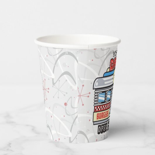 名前をカスタムするレトロ50sダイナーサイン50年代アトミック 紙コップ (右)