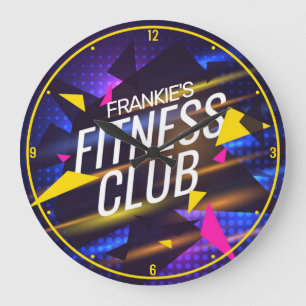 名前をカスタムするレトロ80ズジムトレーナーフィットネスクラブ ラージ壁時計